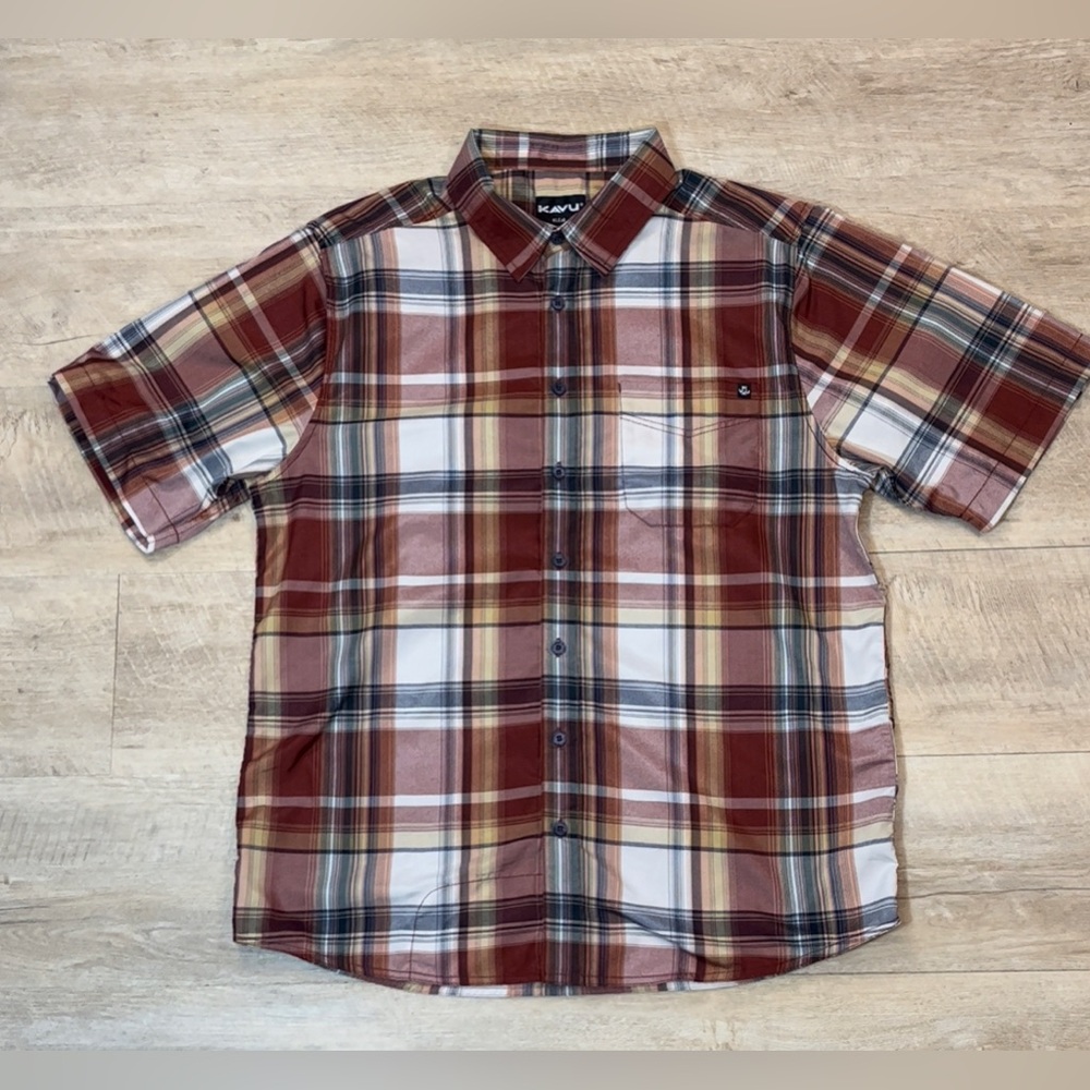 Kavu Men’s Harstine Plaid Button Down Shirt Size Large